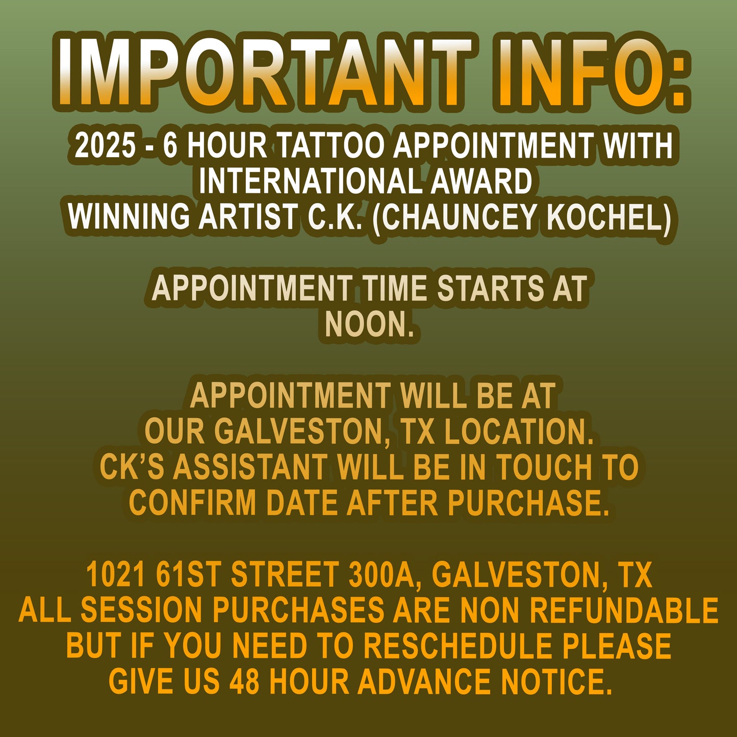6 hour Tattoo Session with CK