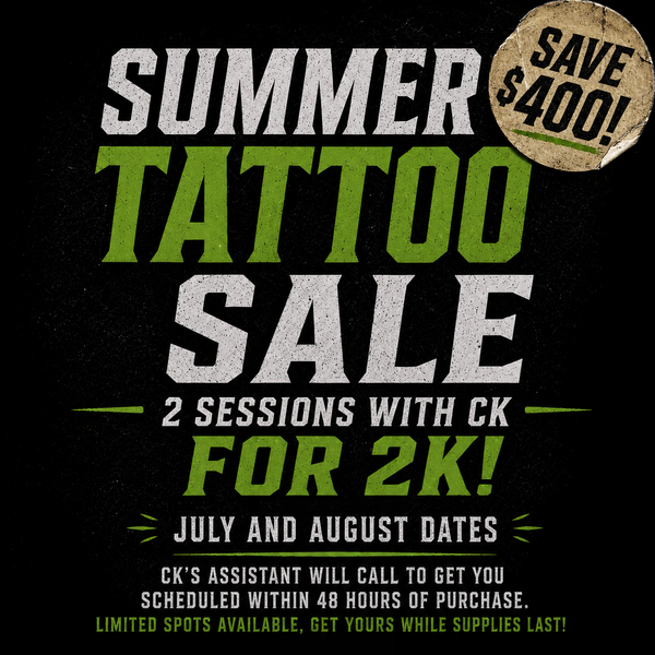 Two 6 hour tattoo sessions with C.K.
