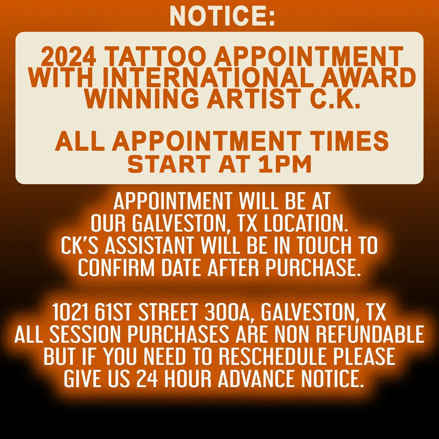 6 hour Tattoo Session with CK DECEMBER 16th, 2024